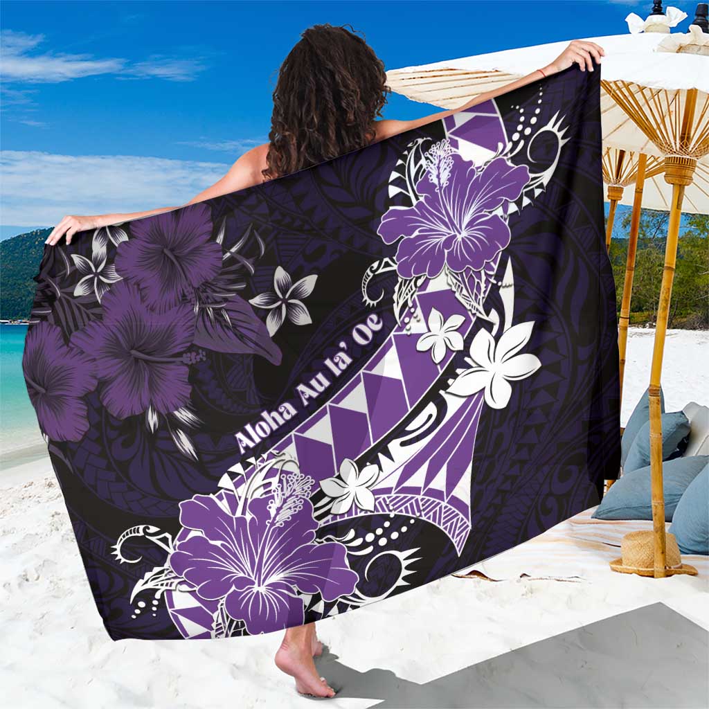 Hawaii Valentine Day Sarong Polynesian Hibiscus Art Style Purple LT05 One Size 44 x 66 inches Purple - Polynesian Pride