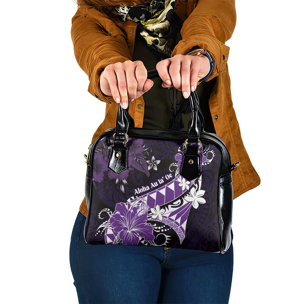 Hawaii Valentine Day Shoulder Handbag Polynesian Hibiscus Art Style Purple LT05 One Size Purple - Polynesian Pride