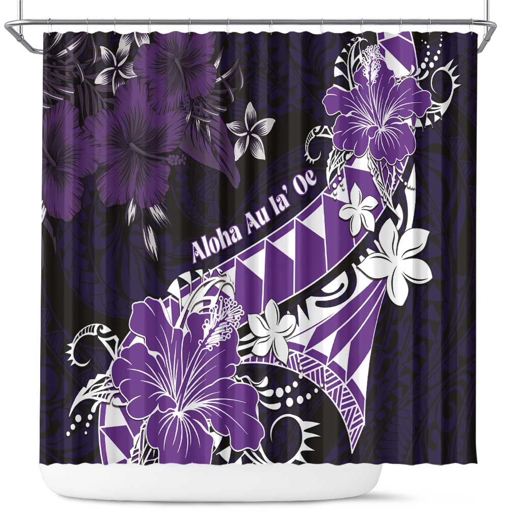 Hawaii Valentine Day Shower Curtain Polynesian Hibiscus Art Style Purple LT05 Purple - Polynesian Pride