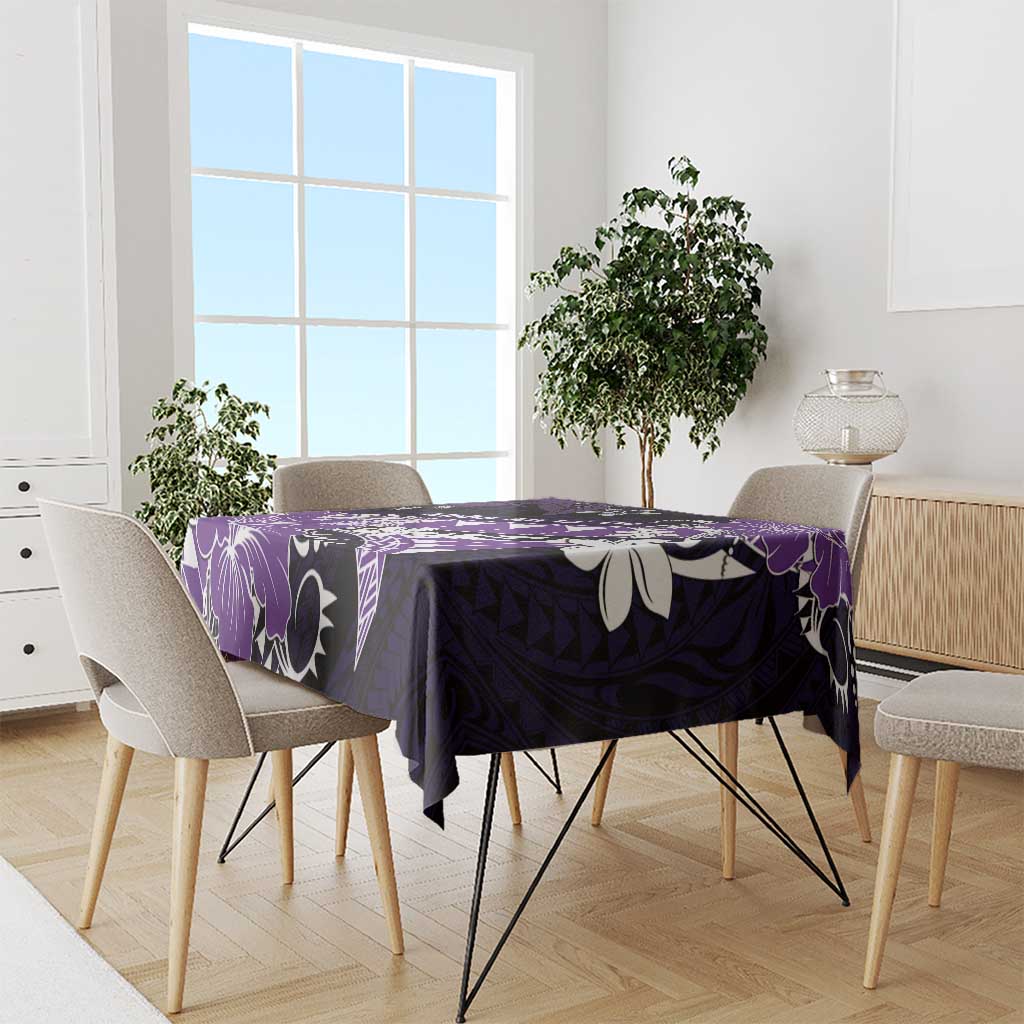Hawaii Valentine Day Tablecloth Polynesian Hibiscus Art Style Purple