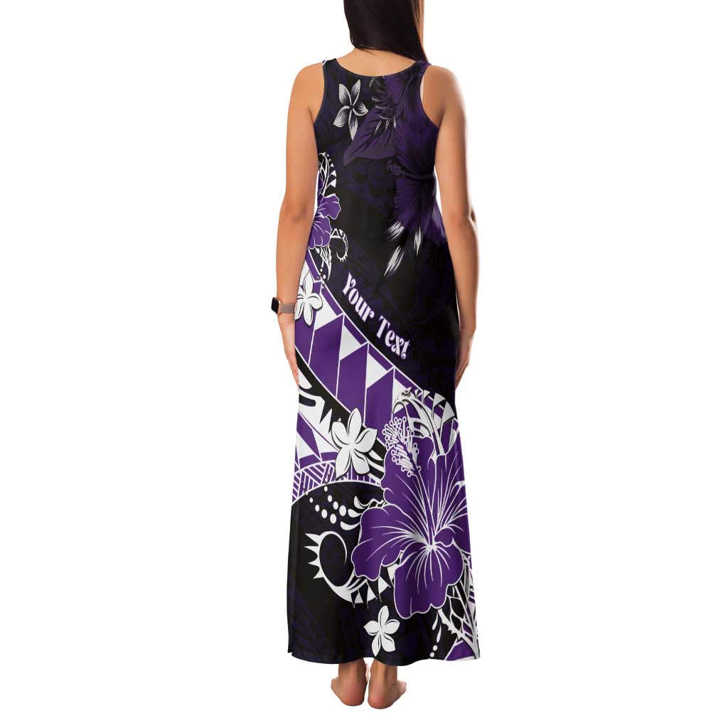 Personalised Hawaii Valentine Day Tank Maxi Dress Polynesian Hibiscus Art Style Purple
