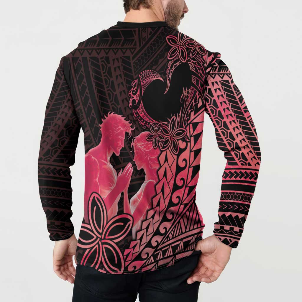 Alofa Samoa Valentine Red Button Sweatshirt Love Is The Greatest Thing LT05 - Polynesian Pride