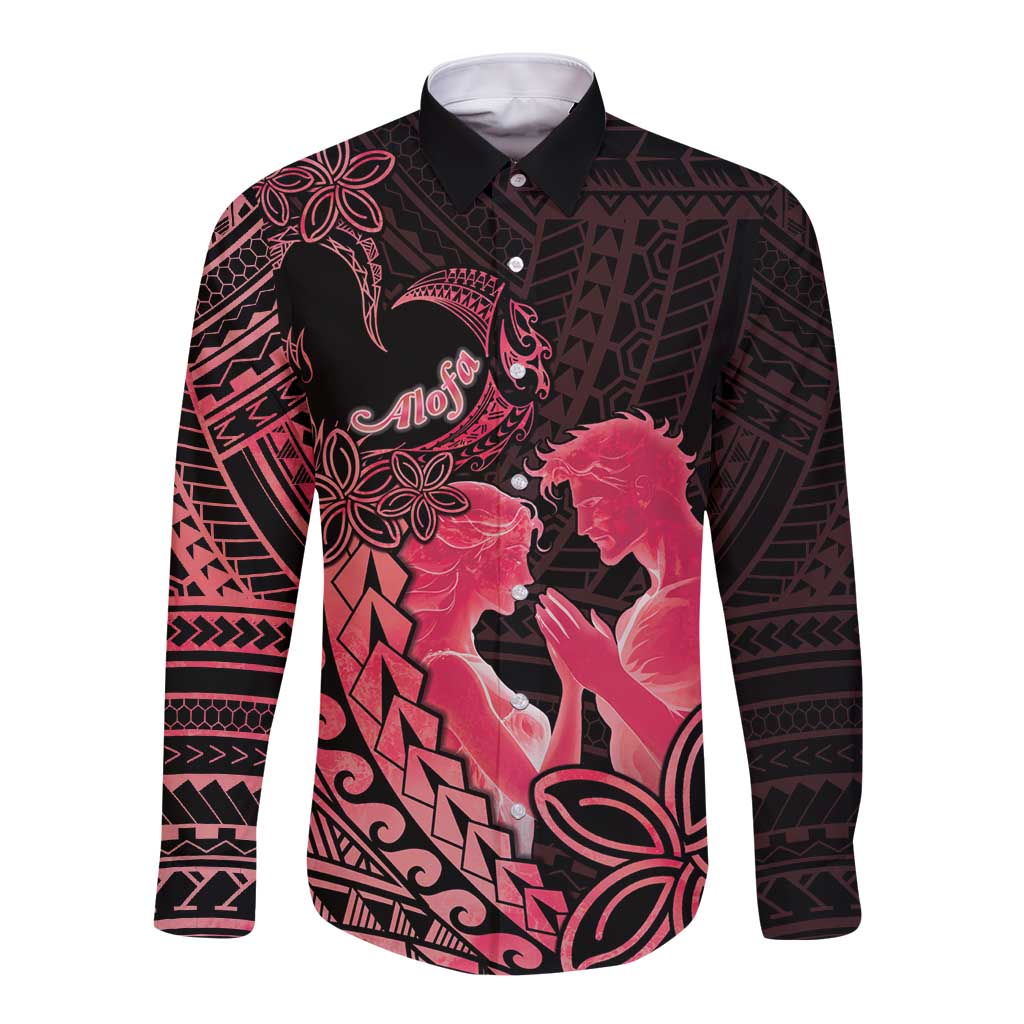 Alofa Samoa Valentine Red Long Sleeve Button Shirt Love Is The Greatest Thing LT05 Unisex Red - Polynesian Pride