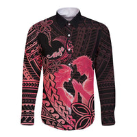 Alofa Samoa Valentine Red Long Sleeve Button Shirt Love Is The Greatest Thing LT05 Unisex Red - Polynesian Pride