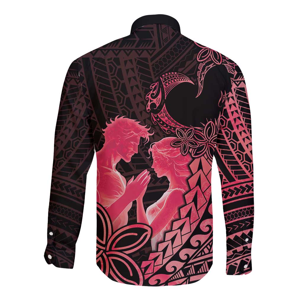 Alofa Samoa Valentine Red Long Sleeve Button Shirt Love Is The Greatest Thing LT05 - Polynesian Pride