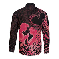 Alofa Samoa Valentine Red Long Sleeve Button Shirt Love Is The Greatest Thing LT05 - Polynesian Pride