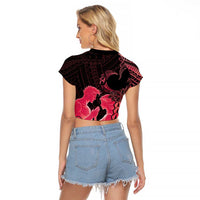 Alofa Samoa Valentine Red Raglan Cropped T Shirt Love Is The Greatest Thing LT05 - Polynesian Pride