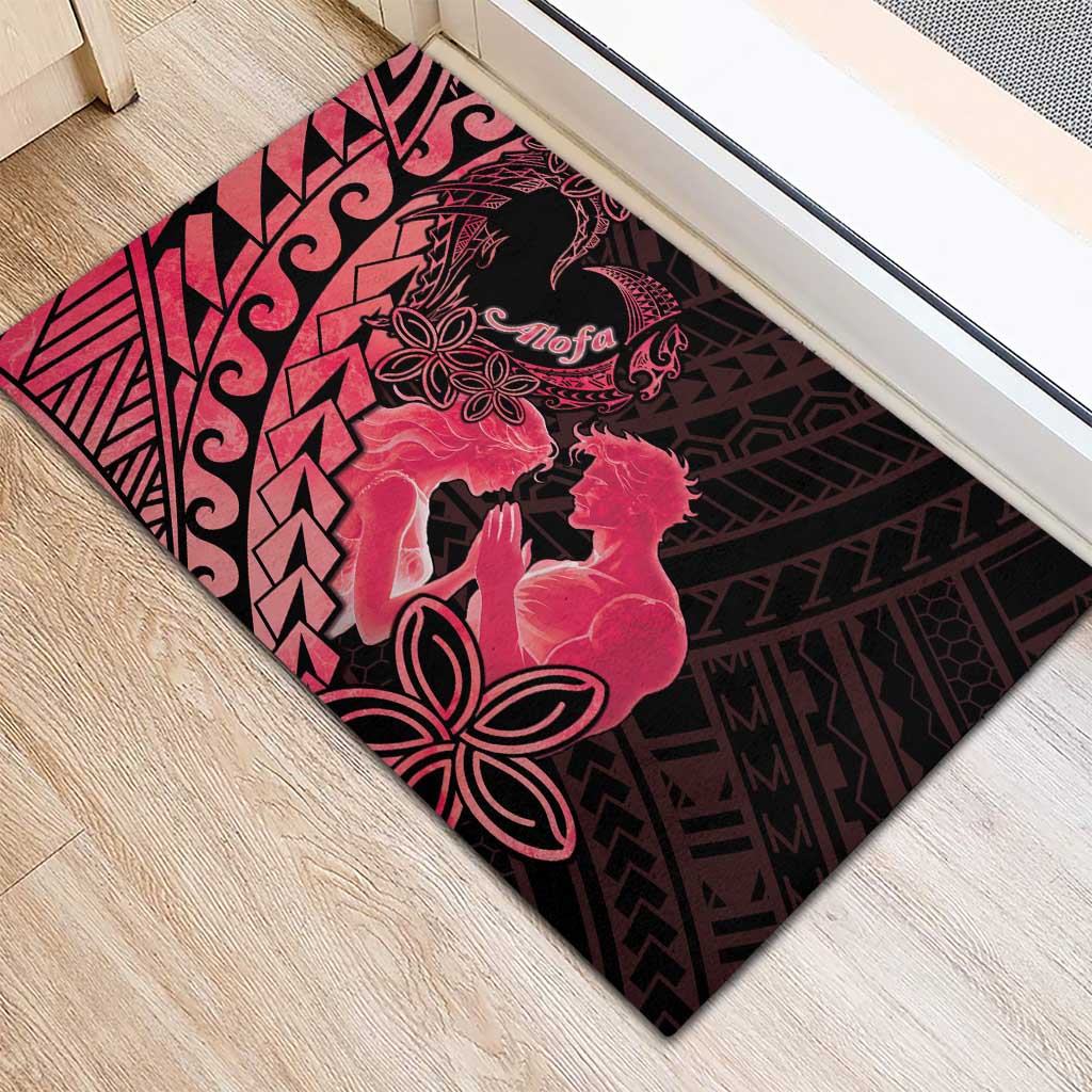 Alofa Samoa Valentine Red Rubber Doormat Love Is The Greatest Thing LT05 - Polynesian Pride