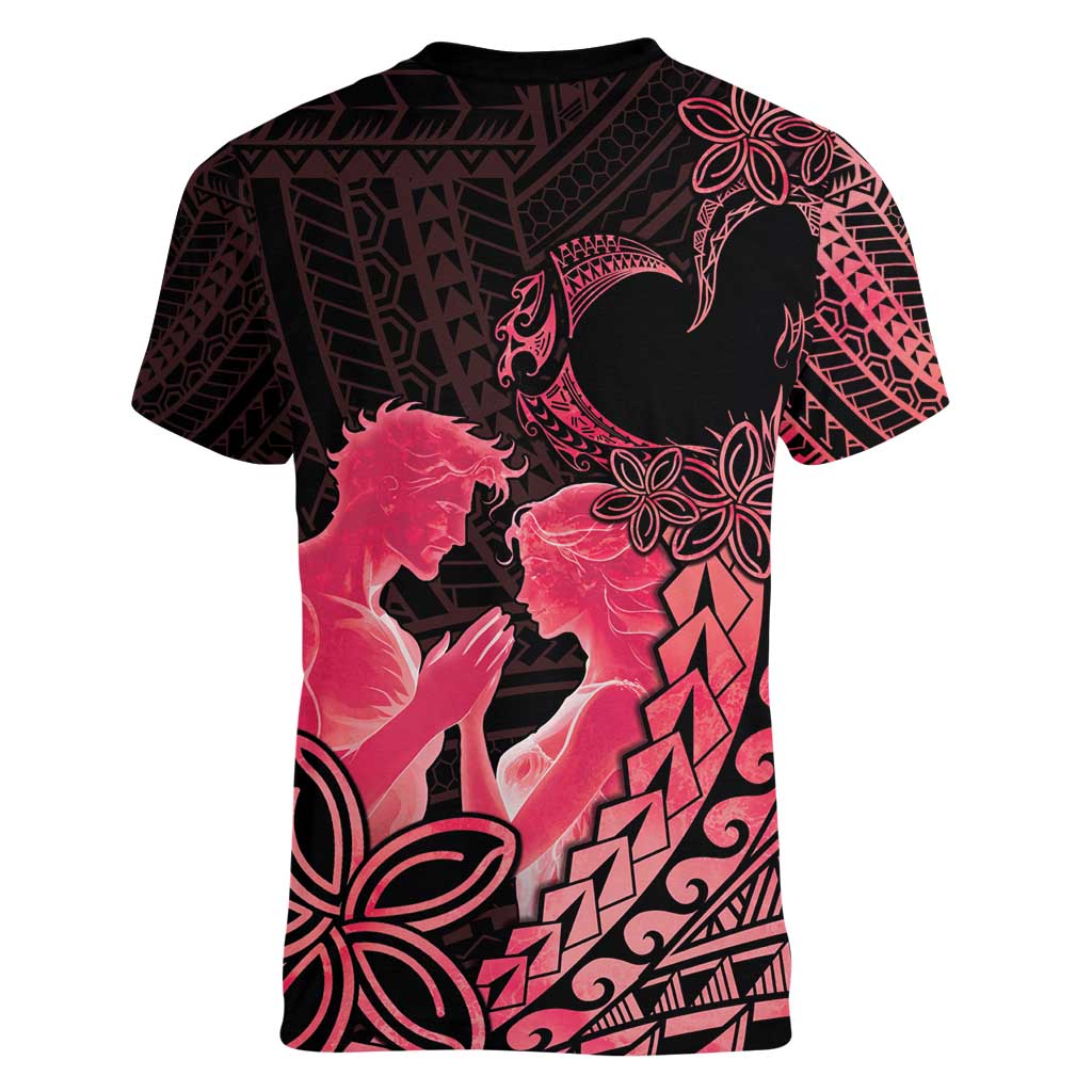 Alofa Samoa Valentine Red Women V-Neck T-Shirt Love Is The Greatest Thing LT05 - Polynesian Pride