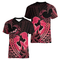 Alofa Samoa Valentine Red Women V-Neck T-Shirt Love Is The Greatest Thing LT05 - Polynesian Pride