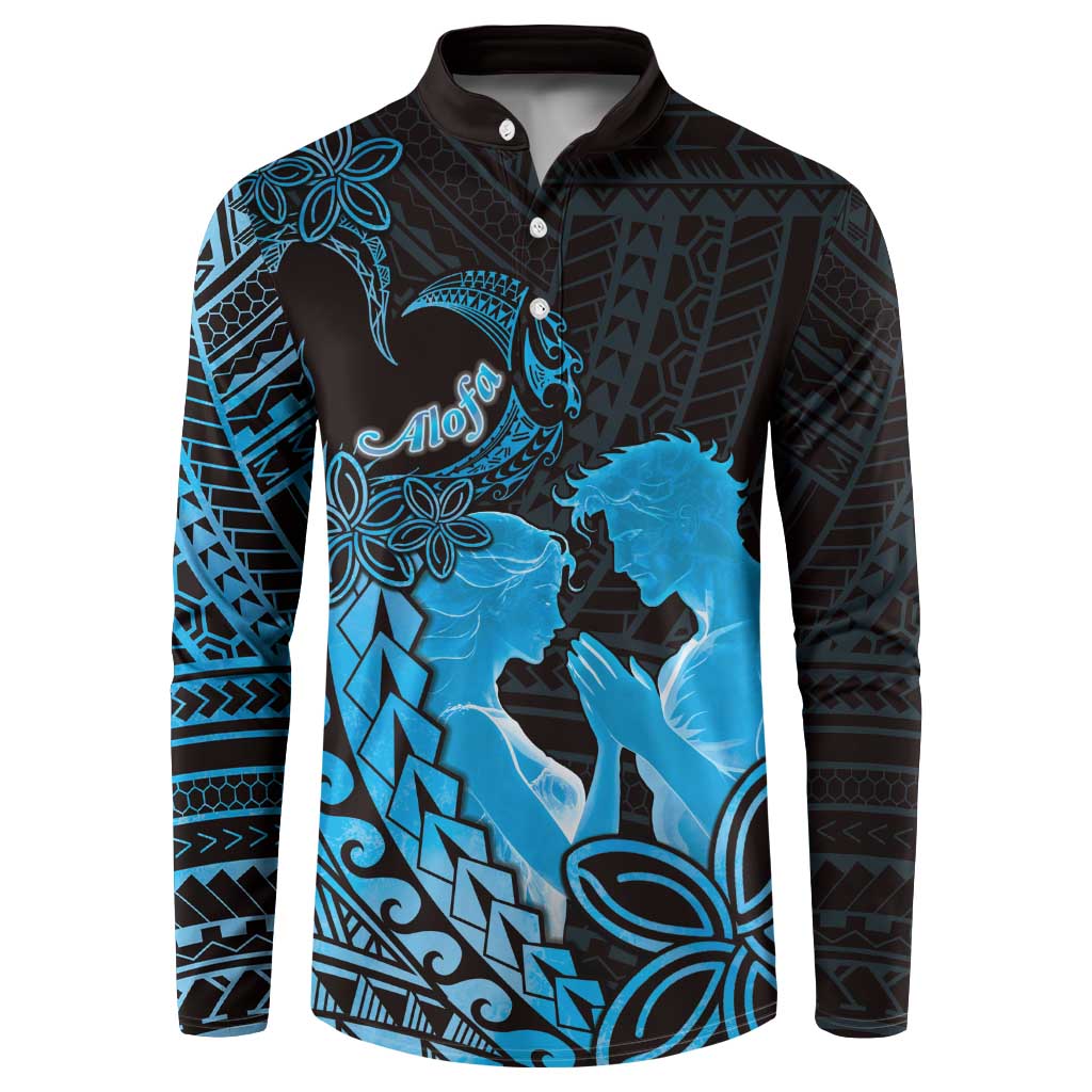 Alofa Samoa Valentine Blue Button Sweatshirt Love Is The Greatest Thing LT05 Blue - Polynesian Pride