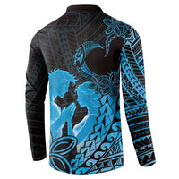 Alofa Samoa Valentine Blue Button Sweatshirt Love Is The Greatest Thing LT05 - Polynesian Pride