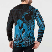 Alofa Samoa Valentine Blue Button Sweatshirt Love Is The Greatest Thing LT05 - Polynesian Pride
