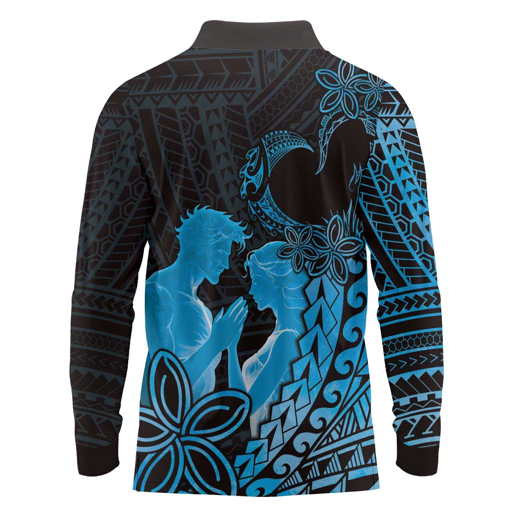 Alofa Samoa Valentine Blue Long Sleeve Polo Shirt Love Is The Greatest Thing