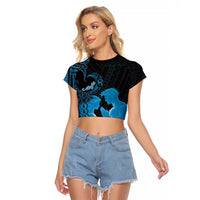 Alofa Samoa Valentine Blue Raglan Cropped T Shirt Love Is The Greatest Thing LT05 Female Blue - Polynesian Pride