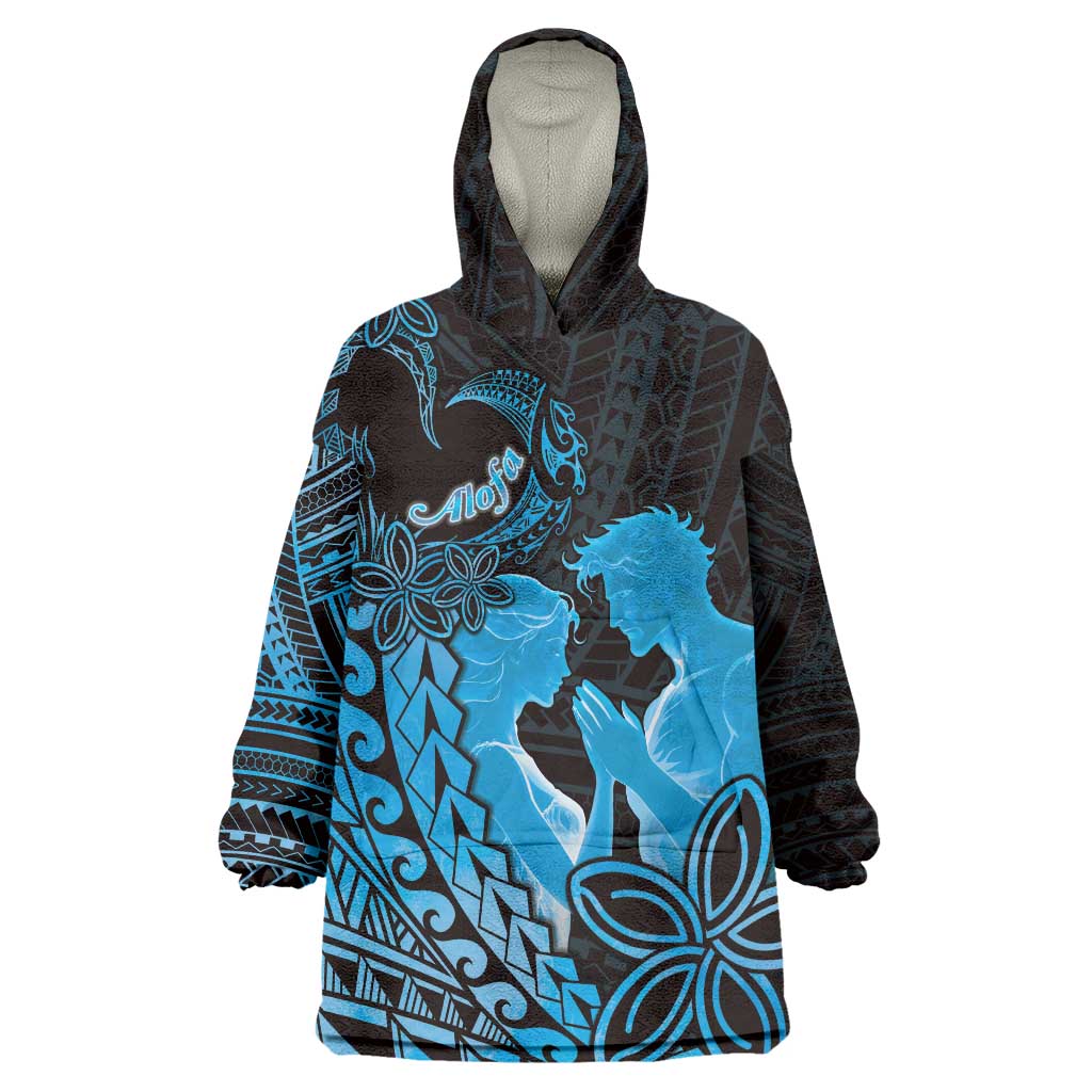 Alofa Samoa Valentine Blue Wearable Blanket Hoodie Love Is The Greatest Thing LT05 One Size Blue - Polynesian Pride