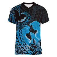 Alofa Samoa Valentine Blue Women V-Neck T-Shirt Love Is The Greatest Thing LT05 Female Blue - Polynesian Pride