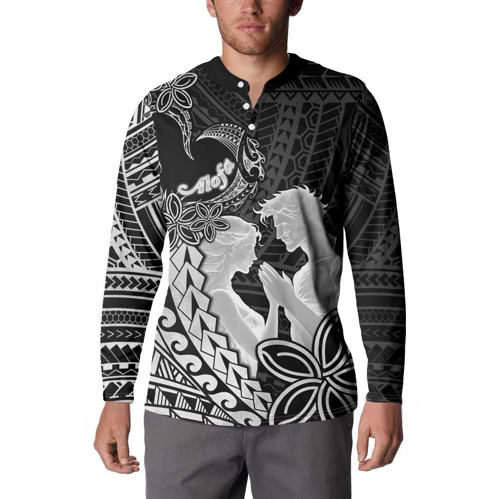 Alofa Samoa Valentine Black Button Sweatshirt Love Is The Greatest Thing LT05 - Polynesian Pride