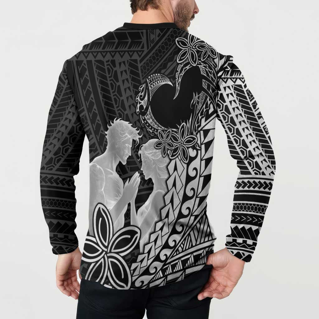 Alofa Samoa Valentine Black Button Sweatshirt Love Is The Greatest Thing LT05 - Polynesian Pride