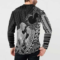 Alofa Samoa Valentine Black Button Sweatshirt Love Is The Greatest Thing LT05 - Polynesian Pride