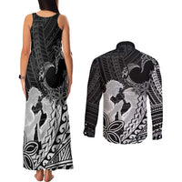 Alofa Samoa Valentine Black Couples Matching Tank Maxi Dress and Long Sleeve Button Shirt Love Is The Greatest Thing LT05 - Polynesian Pride