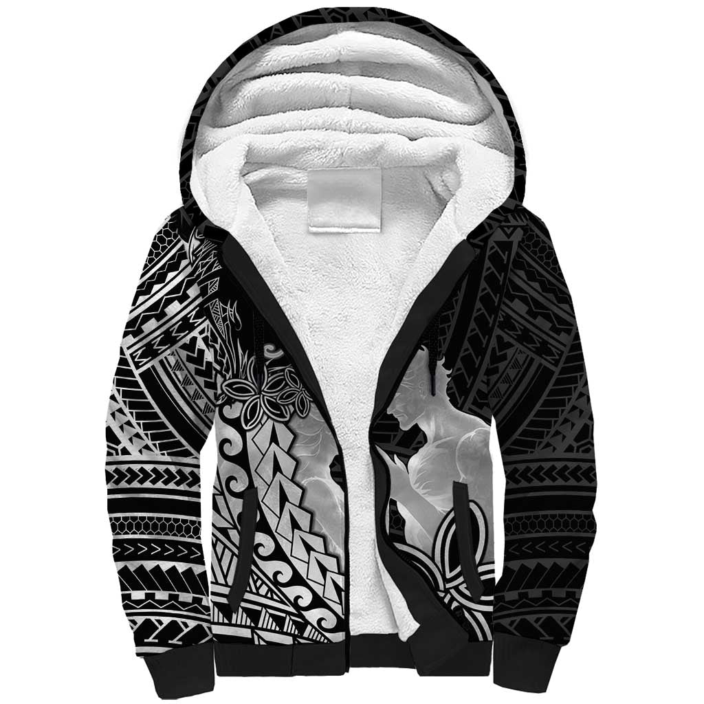 Alofa Samoa Valentine Black Sherpa Hoodie Love Is The Greatest Thing LT05 Unisex Black - Polynesian Pride