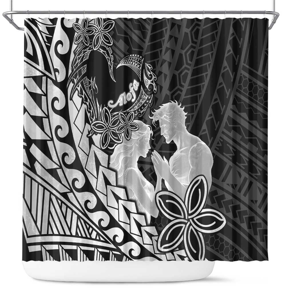 Alofa Samoa Valentine Black Shower Curtain Love Is The Greatest Thing LT05 Black - Polynesian Pride