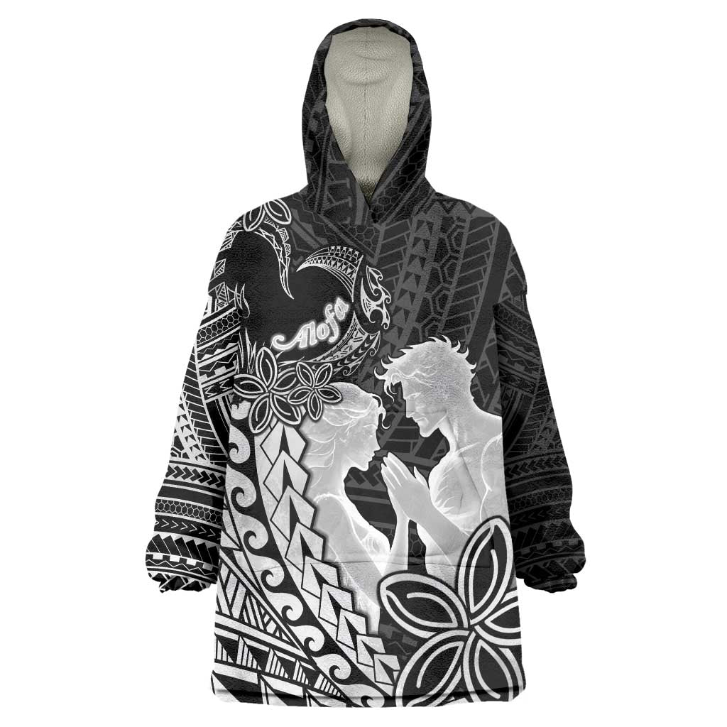 Alofa Samoa Valentine Black Wearable Blanket Hoodie Love Is The Greatest Thing LT05 One Size Black - Polynesian Pride