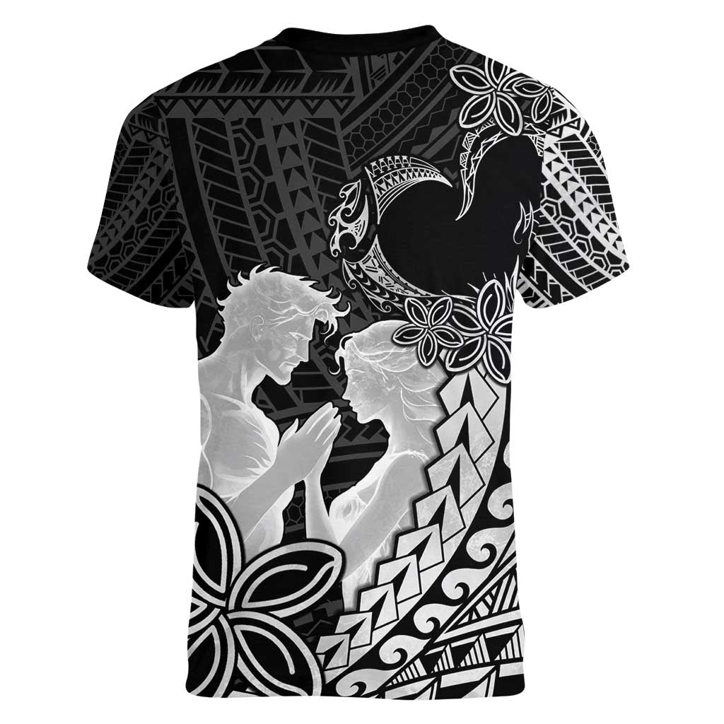 Alofa Samoa Valentine Black Women V-Neck T-Shirt Love Is The Greatest Thing LT05 - Polynesian Pride