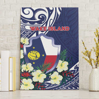 Wake Island Canvas Wall Art Tribal Pattern With Hibiscus Flowers