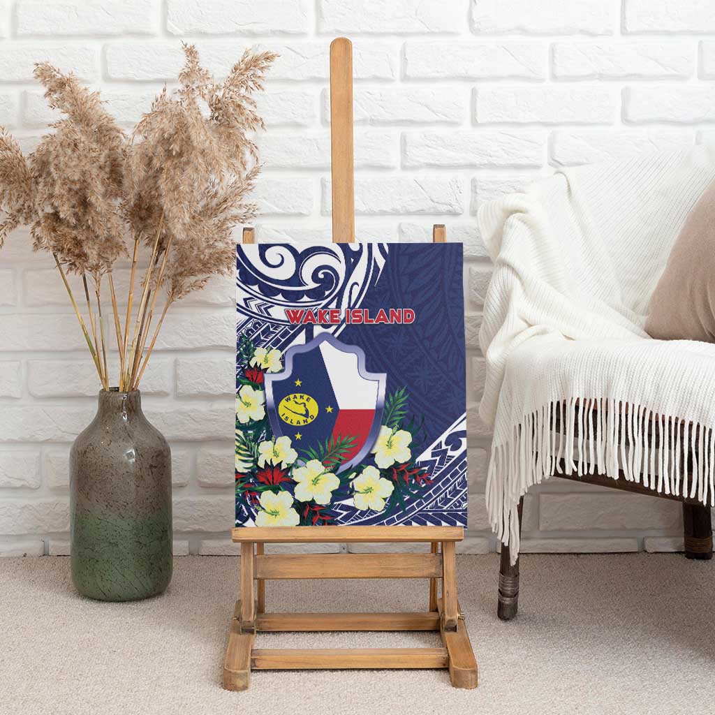 Wake Island Canvas Wall Art Tribal Pattern With Hibiscus Flowers