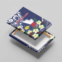 Wake Island Canvas Wall Art Tribal Pattern With Hibiscus Flowers