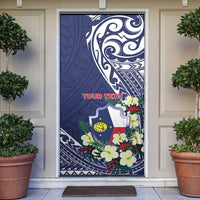 Personalised Wake Island Door Cover Tribal Pattern With Hibiscus Flowers