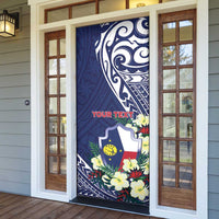Personalised Wake Island Door Cover Tribal Pattern With Hibiscus Flowers