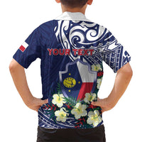 Personalised Wake Island Family Matching Long Sleeve Bodycon Dress and Hawaiian Shirt Tribal Pattern With Hibiscus Flowers
