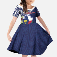 Personalised Wake Island Family Matching Long Sleeve Bodycon Dress and Hawaiian Shirt Tribal Pattern With Hibiscus Flowers