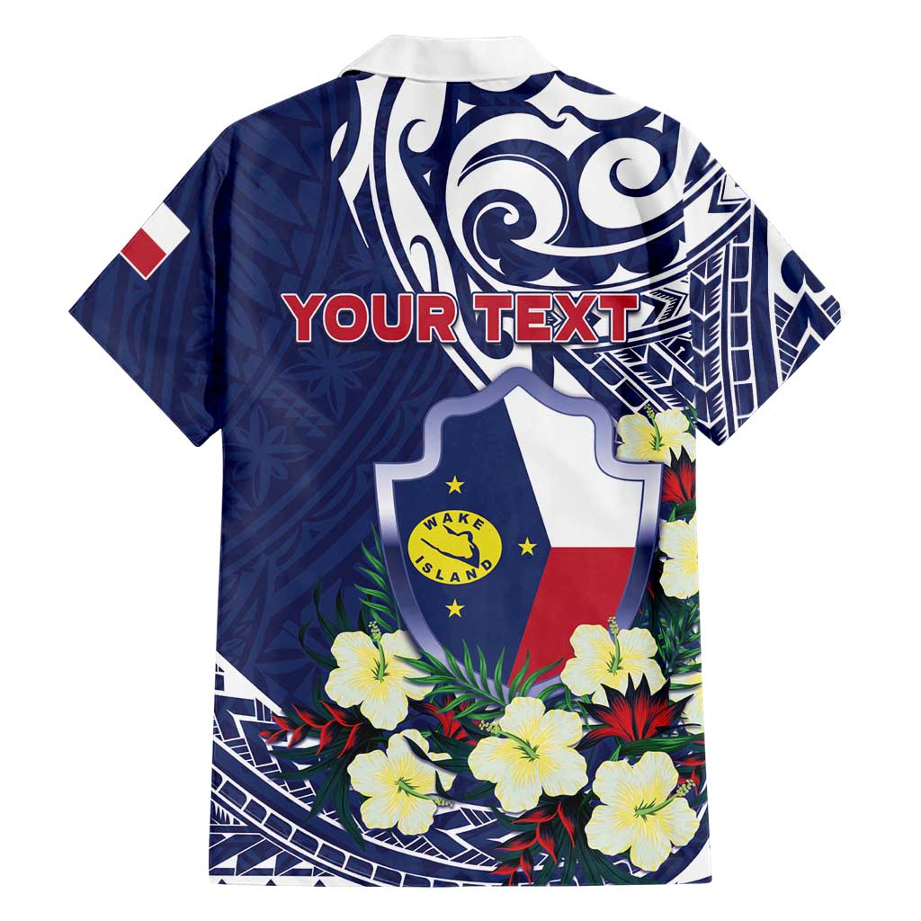 Personalised Wake Island Family Matching Long Sleeve Bodycon Dress and Hawaiian Shirt Tribal Pattern With Hibiscus Flowers
