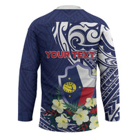 Personalised Wake Island Hockey Jersey Tribal Pattern With Hibiscus Flowers
