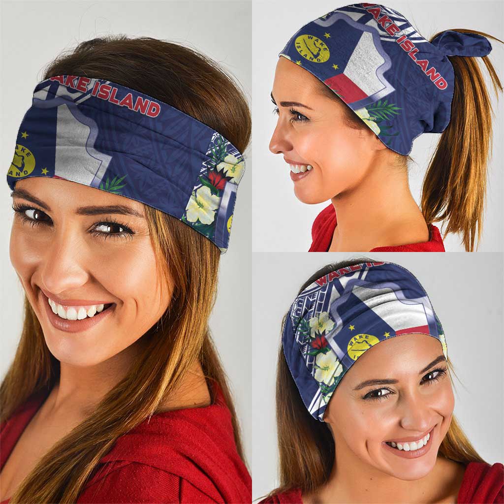 Wake Island Neck Gaiter Tribal Pattern With Hibiscus Flowers LT05 - Polynesian Pride