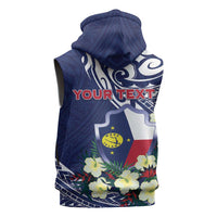 Personalised Wake Island Sleeveless Hoodie Tribal Pattern With Hibiscus Flowers LT05 - Polynesian Pride