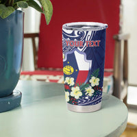 Personalised Wake Island Tumbler Cup Tribal Pattern With Hibiscus Flowers