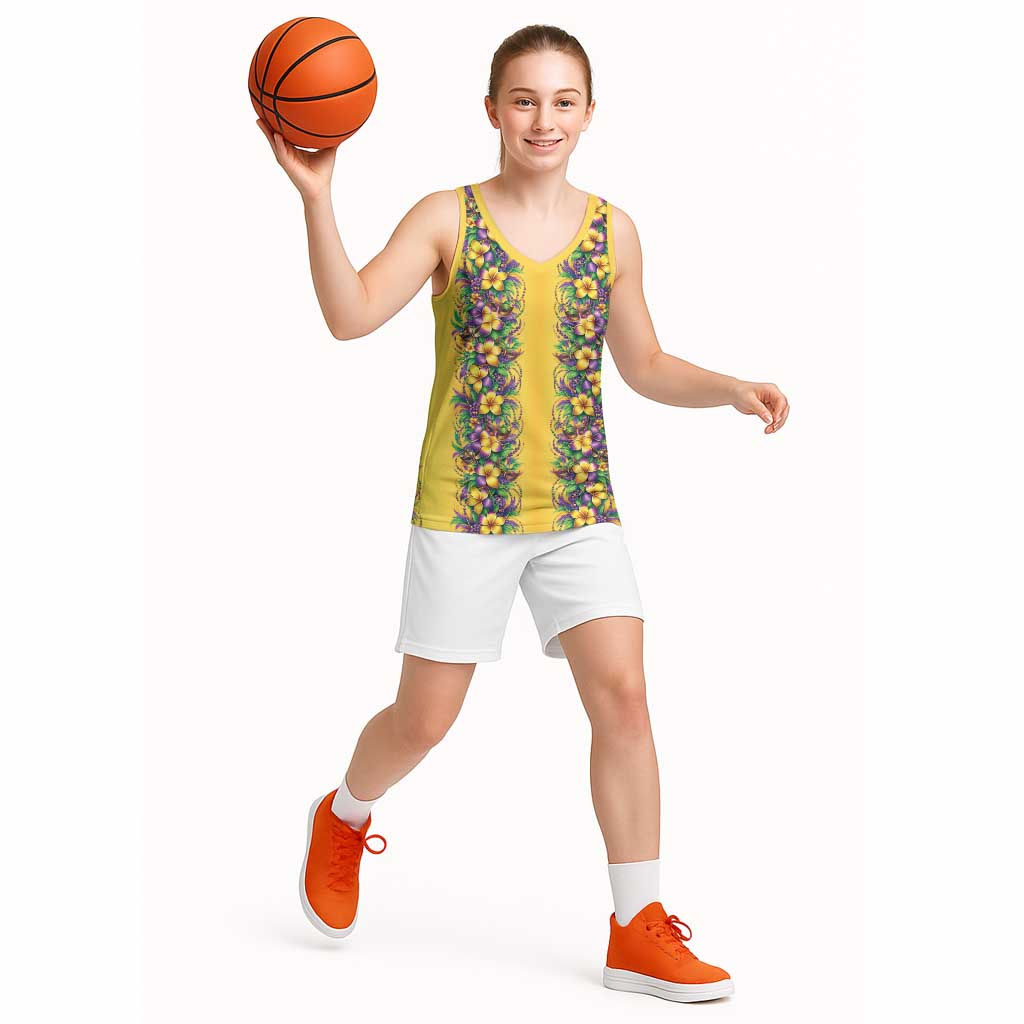 Aloha Hawaii Mardi Gras Basketball Jersey Gold Style LT05 - Polynesian Pride