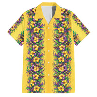 Aloha Hawaii Mardi Gras Family Matching Mermaid Dress and Hawaiian Shirt Gold Style LT05 Dad's Shirt - Short Sleeve Gold - Polynesian Pride