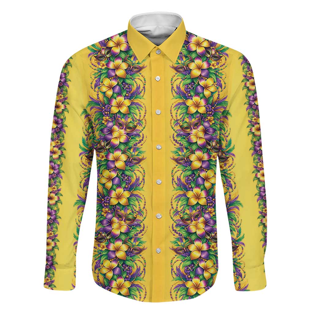 Aloha Hawaii Mardi Gras Family Matching Mermaid Dress and Hawaiian Shirt Gold Style LT05 Dad's Shirt - Long Sleeve Gold - Polynesian Pride