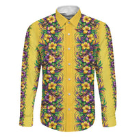 Aloha Hawaii Mardi Gras Family Matching Mermaid Dress and Hawaiian Shirt Gold Style LT05 Dad's Shirt - Long Sleeve Gold - Polynesian Pride