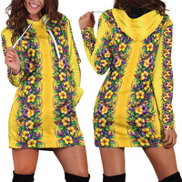 Aloha Hawaii Mardi Gras Hoodie Dress Gold Style