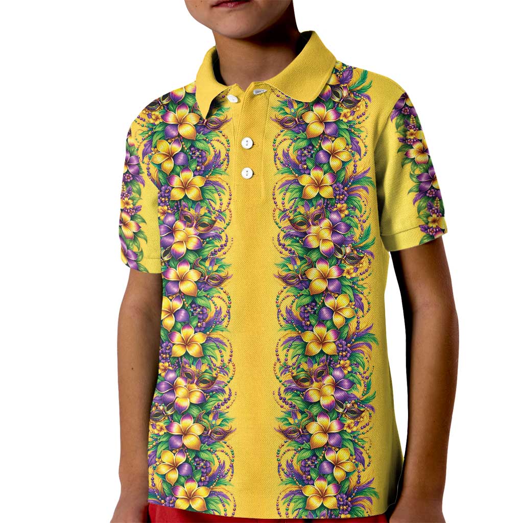 Aloha Hawaii Mardi Gras Kid Polo Shirt Gold Style