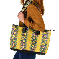 Aloha Hawaii Mardi Gras Leather Tote Bag Gold Style LT05 Gold - Polynesian Pride