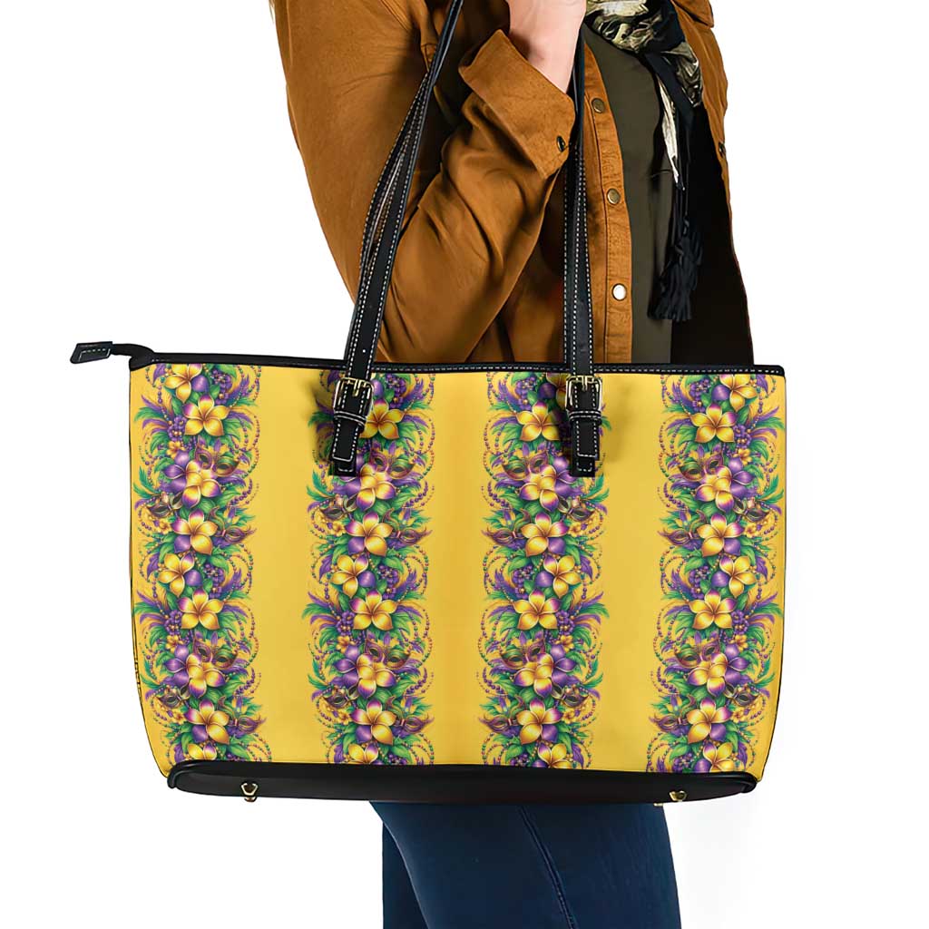 Aloha Hawaii Mardi Gras Leather Tote Bag Gold Style LT05 - Polynesian Pride