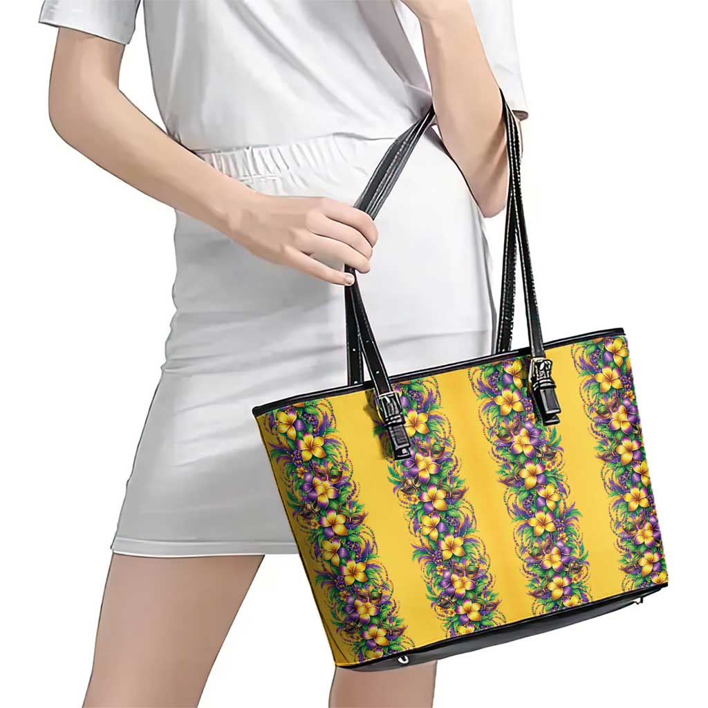 Aloha Hawaii Mardi Gras Leather Tote Bag Gold Style LT05 - Polynesian Pride